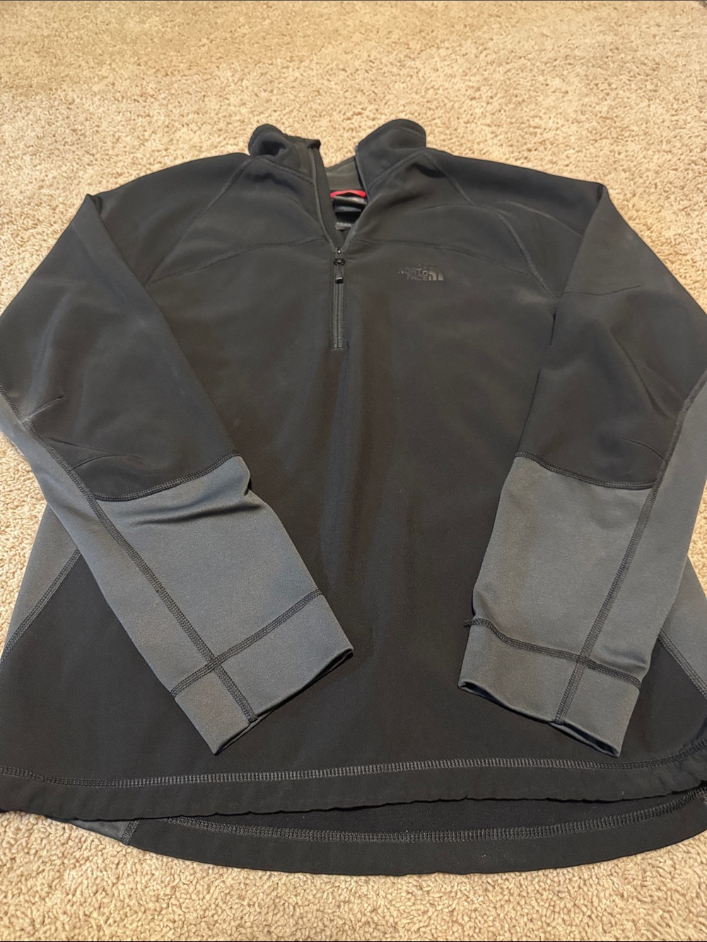 The North Face Black Half-Zip Pullover with Gray Sleeve Panels